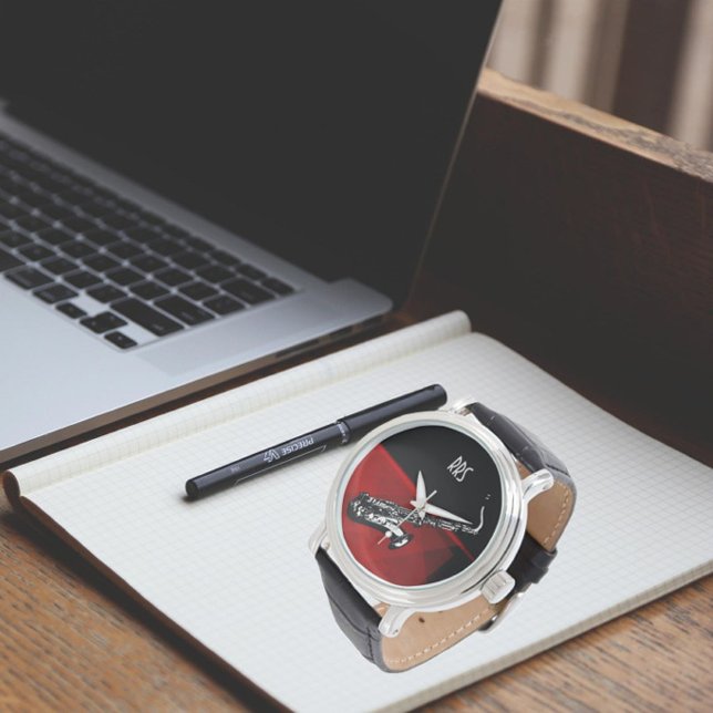 Saxophone Personlig Monogram Gift Watch Armbandsur (Skapare uppladdad)
