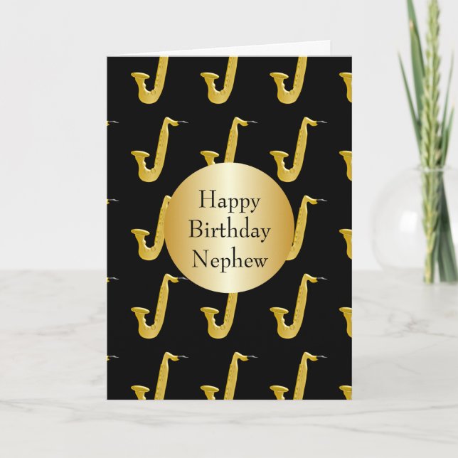 Saxophone Personlig Nephew Birthday Kort (Framsida)
