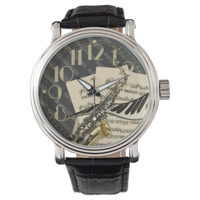 Saxophone & Piano Music Armbandsur (Framsida)