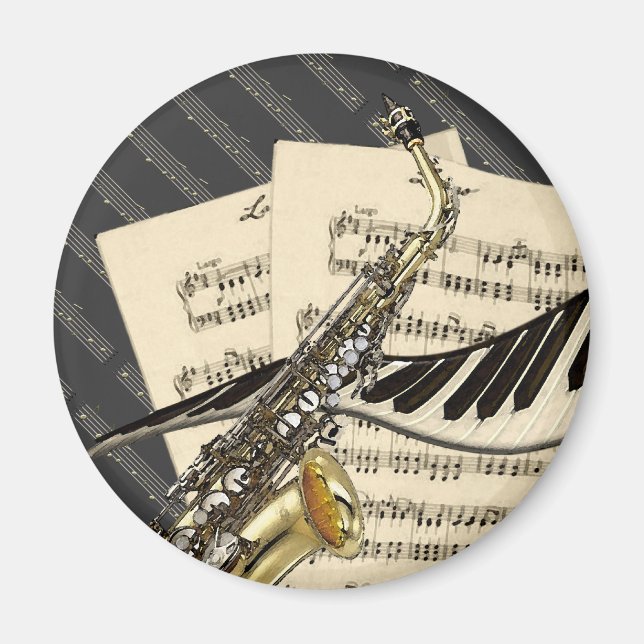 Saxophone & Piano Music Magnet (Framsidan)