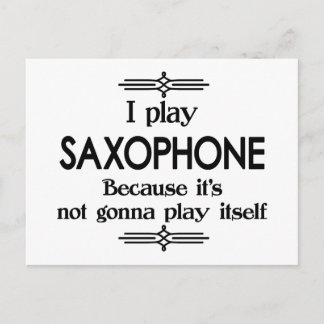 Saxophone - Play Itself Funny Deco Music Vykort