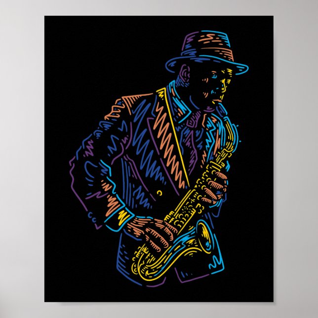 Saxophone player abstrakt art poster (Framsidan)