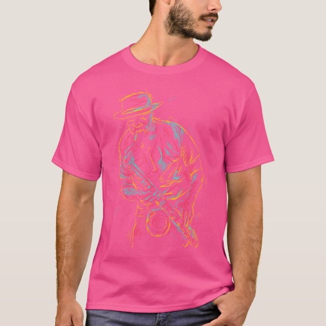 Saxophone Player Abstrakt Art T Shirt (Framsida)