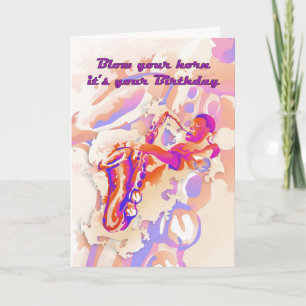 Saxophone Player Birthday Card Kort
