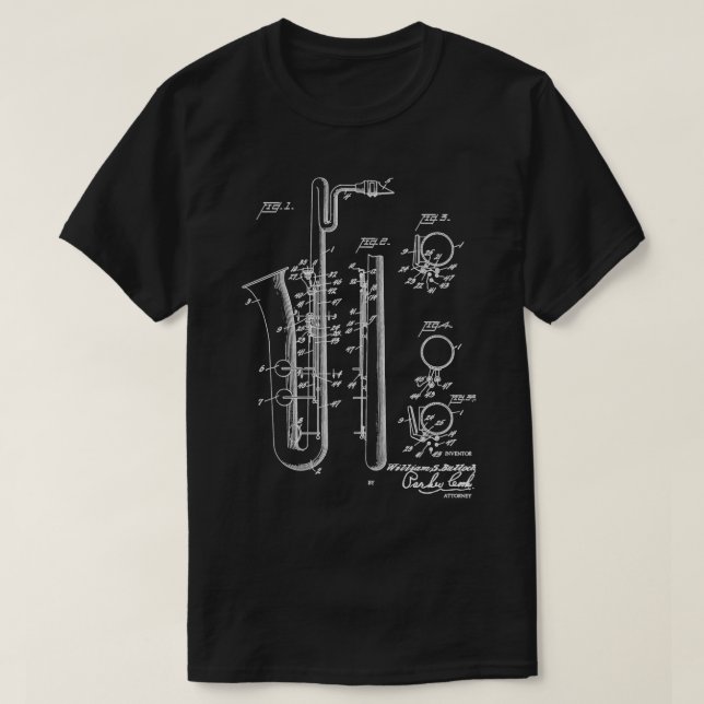 Saxophone Player Coola Patent Stil Bari Sax T Shirt (Design framsida)