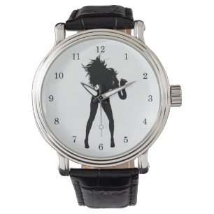 Saxophone Player Girl Jazz Music Watch Gift Armbandsur