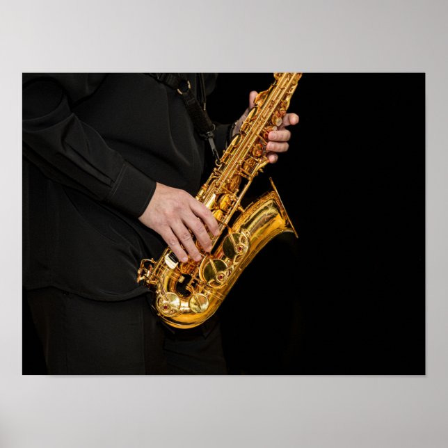 Saxophone Player händer saxophonist spelar jazz Poster (Framsidan)