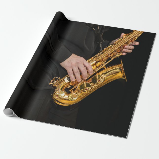Saxophone Player händer saxophonist spelar jazz Presentpapper (Utrullad)