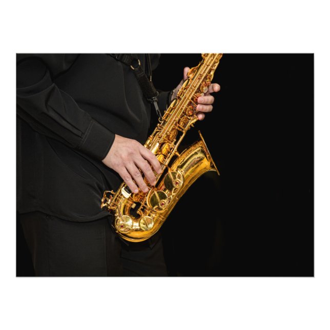 Saxophone Player hands Saxophonist playing jazz  Fototryck (Framsidan)