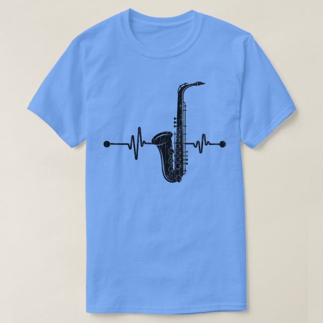 Saxophone Player Heartslag Funny Jazz Music Musici T Shirt (Design framsida)