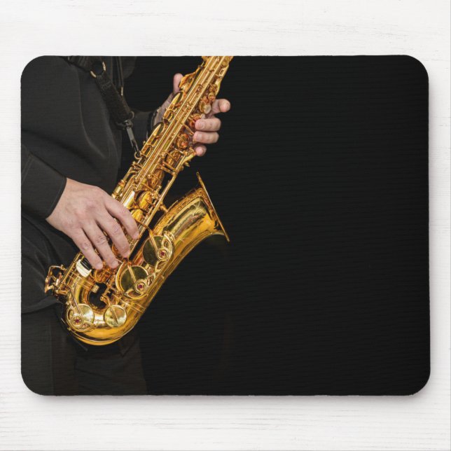 Saxophone Player Jazz Mouse Pad | saxofonist Musmatta (Framsidan)