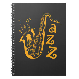 Saxophone Player Jazz Music Älskare Musik noter Anteckningsbok