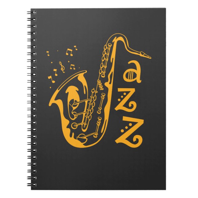 Saxophone Player Jazz Music Älskare Musik noter Anteckningsbok (Framsidan)