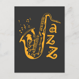 Saxophone Player Jazz Music Älskare Musik noter Vykort