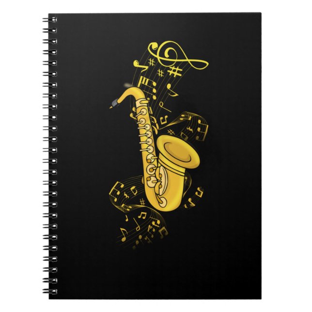 Saxophone Player Jazz Music Gift Manar Big Band Anteckningsbok (Framsidan)