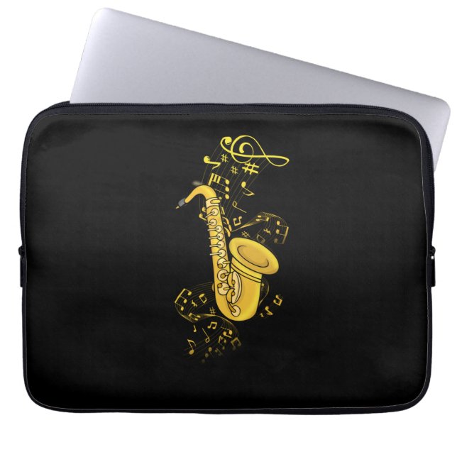 Saxophone Player Jazz Music Gift Manar Big Band Laptop Fodral (Framsidan)