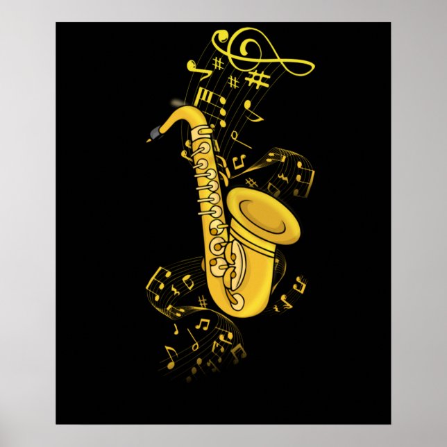 Saxophone Player Jazz Music Gift Manar Big Band Poster (Framsidan)