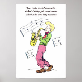 Saxophone Player Music Citates tecknad bok art Poster