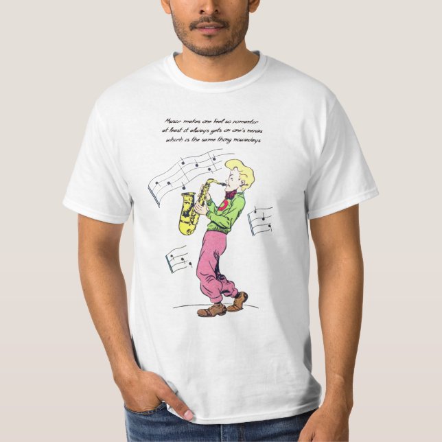 Saxophone Player Music Citates tecknad bok art T Shirt (Framsida)