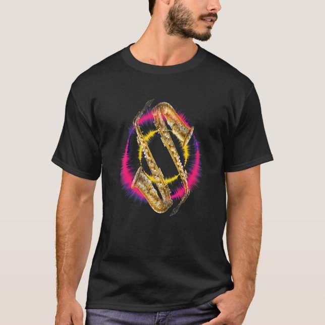 Saxophone Player Music T Shirt (Framsida)