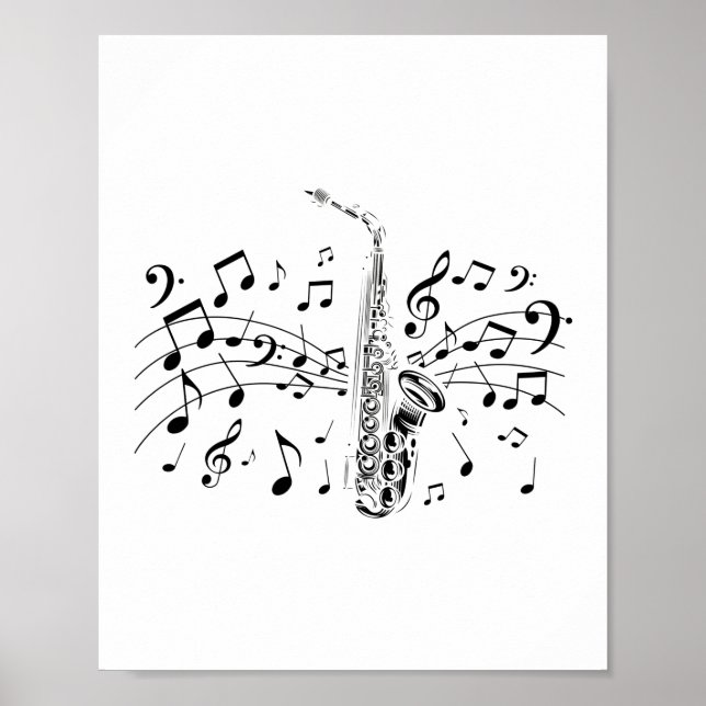 Saxophone Player Musical Instrument Musician Gift Poster (Framsidan)
