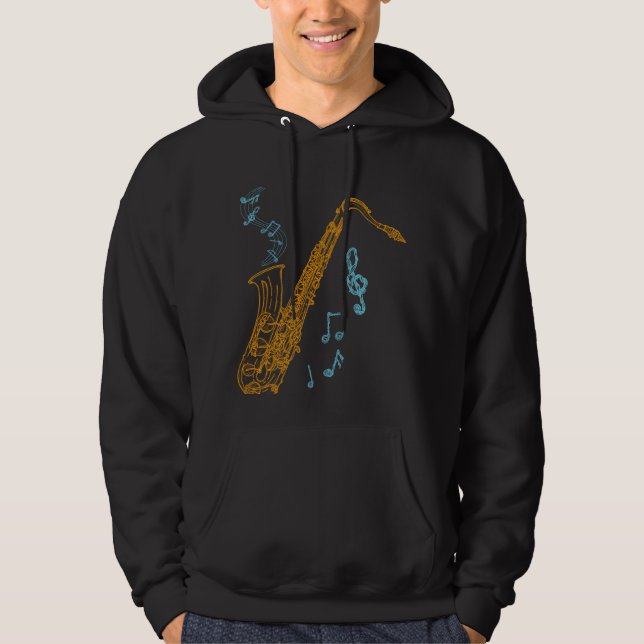 Saxophone Player Musician Jazz Music Art Hoodie (Framsida)