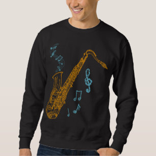 Saxophone Player Musician Jazz Music Art Lång Ärmad Tröja