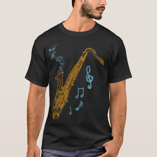 Saxophone Player Musician Jazz Music Art T Shirt (Framsida)