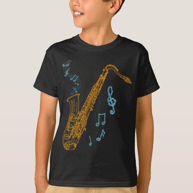 Saxophone Player Musician Jazz Music Art T Shirt (Framsida)