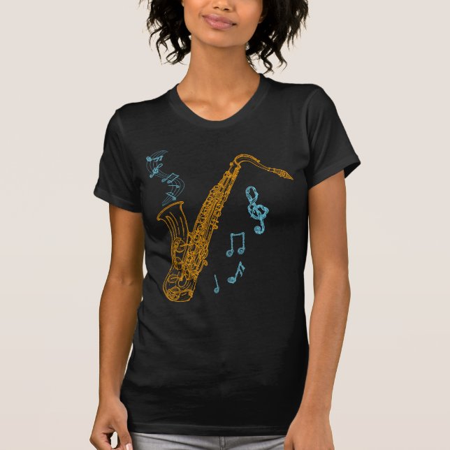 Saxophone Player Musician Jazz Music Art T Shirt (Framsida)
