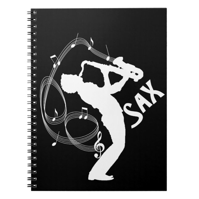 Saxophone Player Musik noter Jazz Music Anteckningsbok (Framsidan)