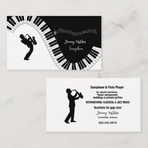 Saxophone Player Musik noter Piano Nycklar Visitkort