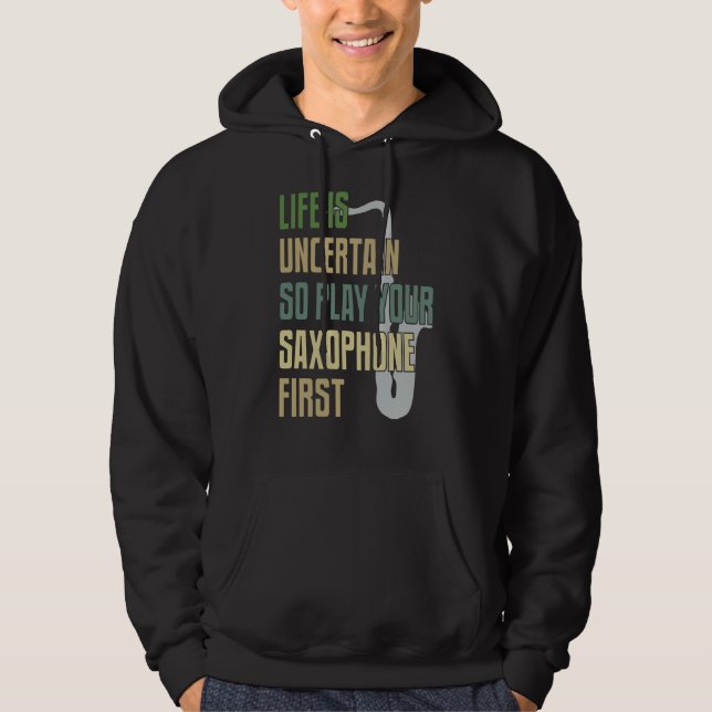 Saxophone Player Retro Style Hoodie (Framsida)