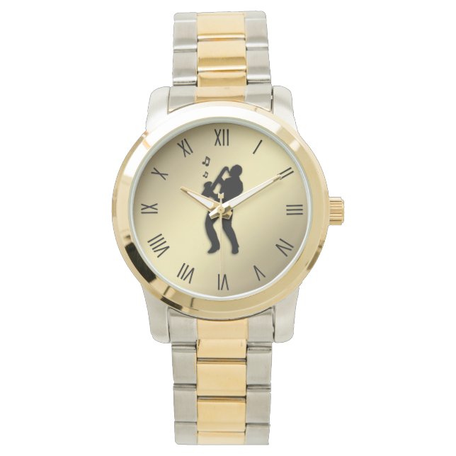 Saxophone Player w Roman Numerals Armbandsur (Framsida)