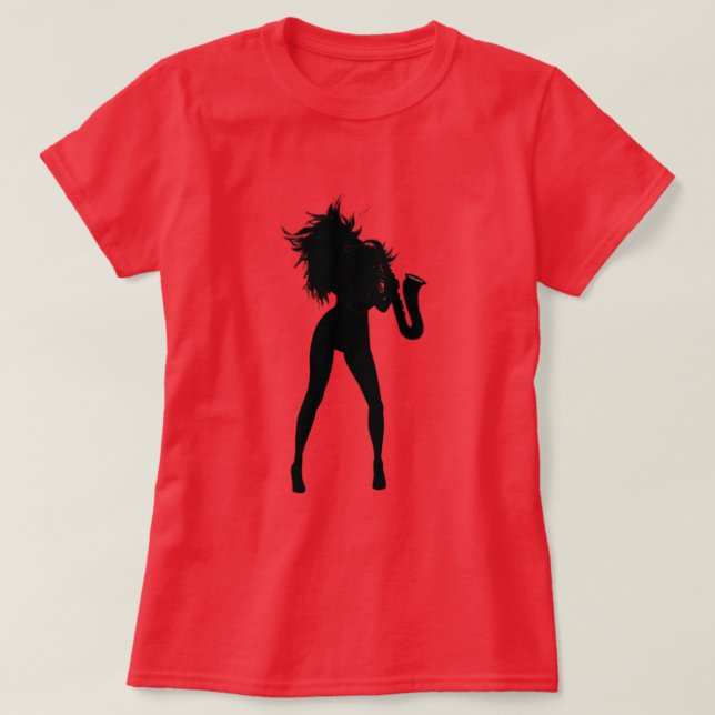 Saxophone Player Woman T-Shirt (Design framsida)