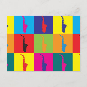 Saxophone Pop Art Vykort