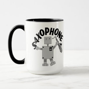 Saxophone Robot Text Mugg
