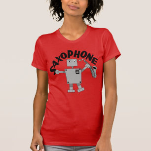 Saxophone Robot Text T Shirt