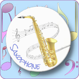 SAXOPHONE - Round Sandstone Beverage Coaster Underlägg