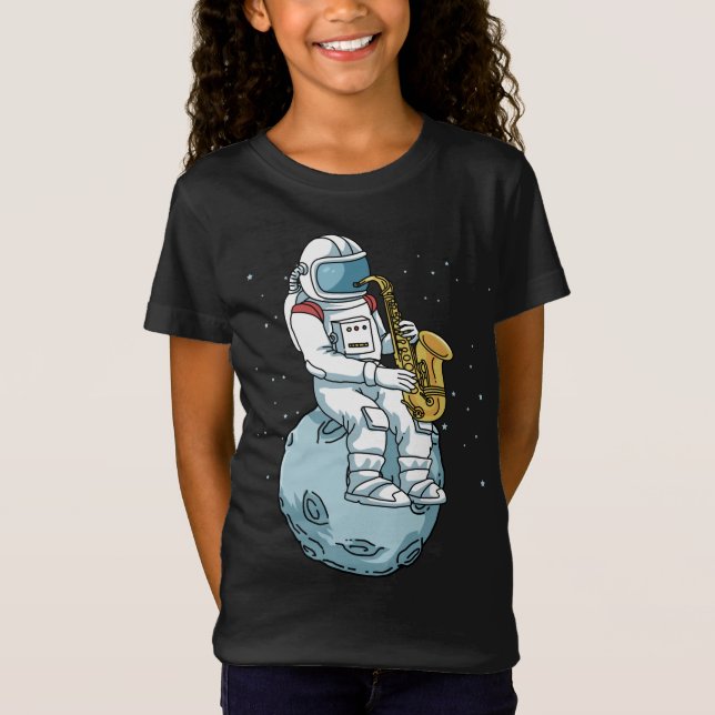 Saxophone saaxophonist presenterar Jazz Music Saxo T Shirt (Framsida)