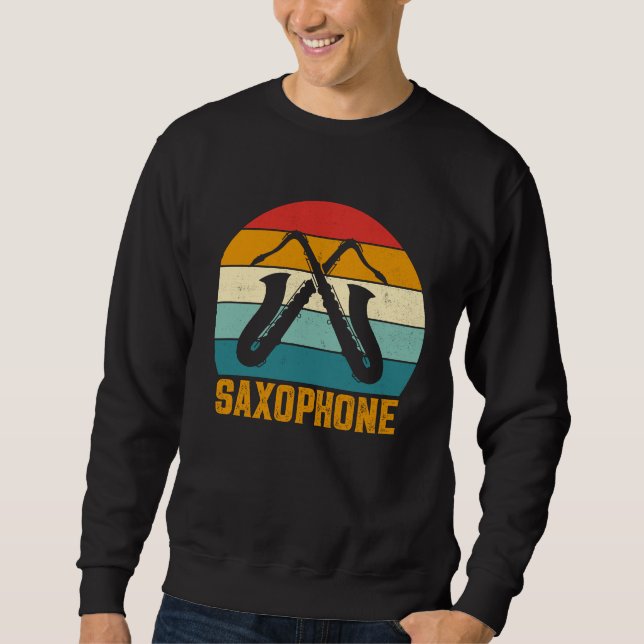 Saxophone Saxaphone Player Music Jazz Tenor 7 Lång Ärmad Tröja (Framsida)