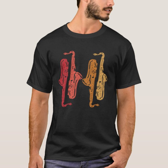 Saxophone Saxaphone Player Music Jazz Tenor T Shirt (Framsida)