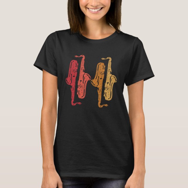Saxophone Saxaphone Player Music Jazz Tenor T Shirt (Framsida)