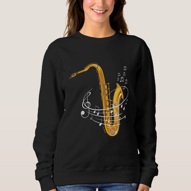 Saxophone Sheet Notes Saxophone Reed Woodwing Jazz T Shirt (Framsida)