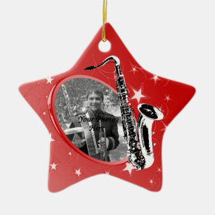Saxophone Shining Star Photo Julgransprydnad Keramik