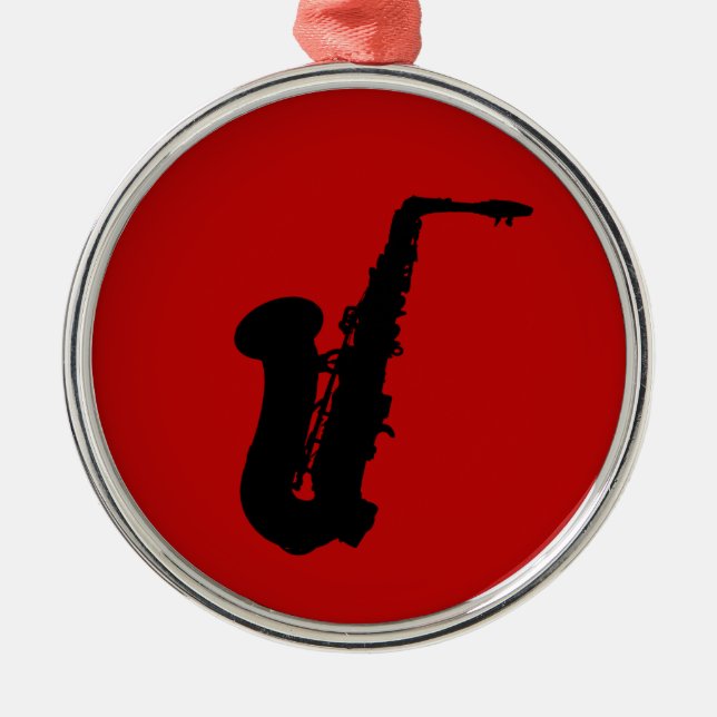 Saxophone silhouette julgransprydnad metall (Framsidan)