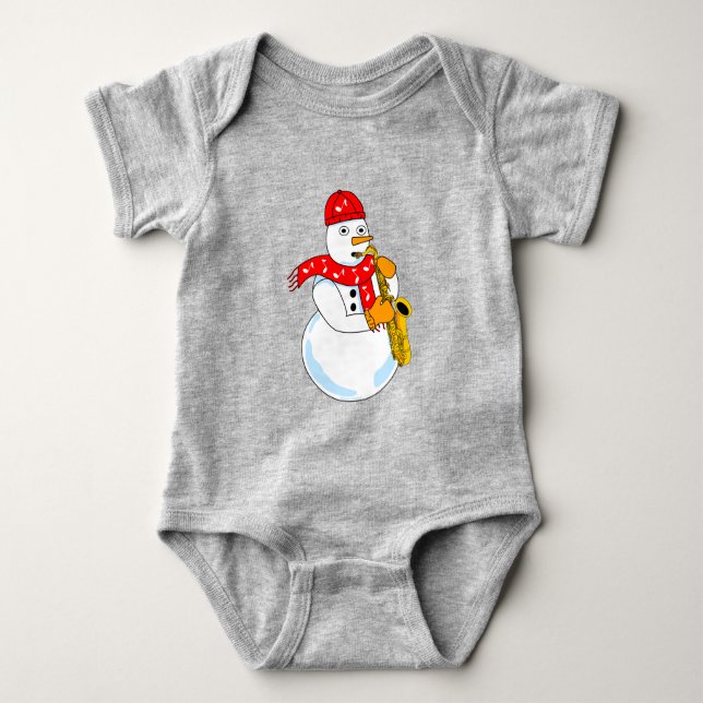 Saxophone Snögubbe T Shirt (Framsida)