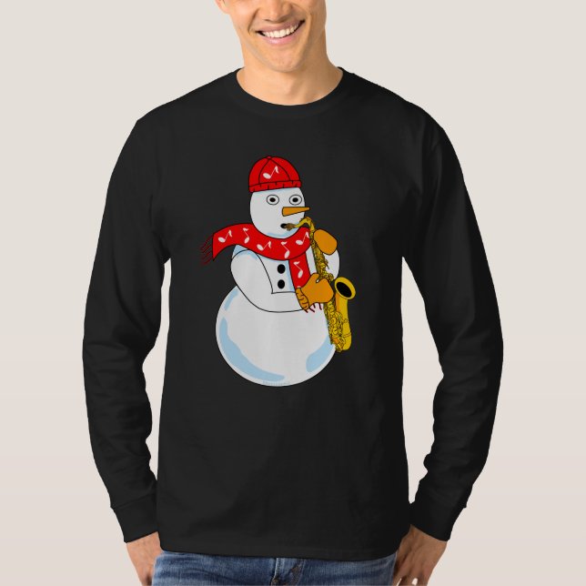 Saxophone Snögubbe T Shirt (Framsida)