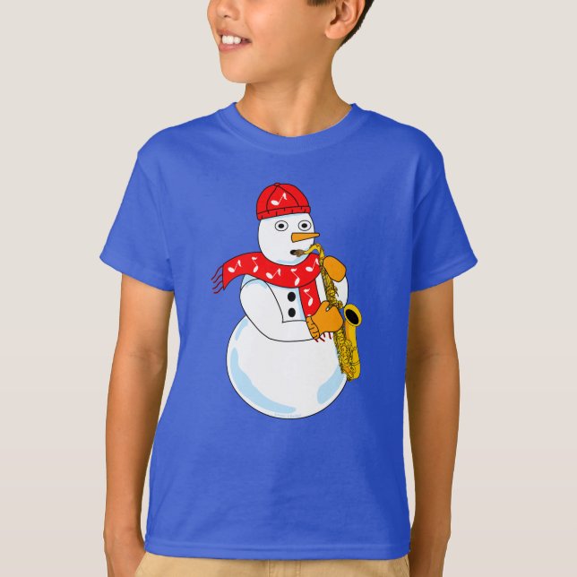 Saxophone Snögubbe T Shirt (Framsida)