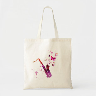 Saxophone söt musik och fjärilar tygkasse